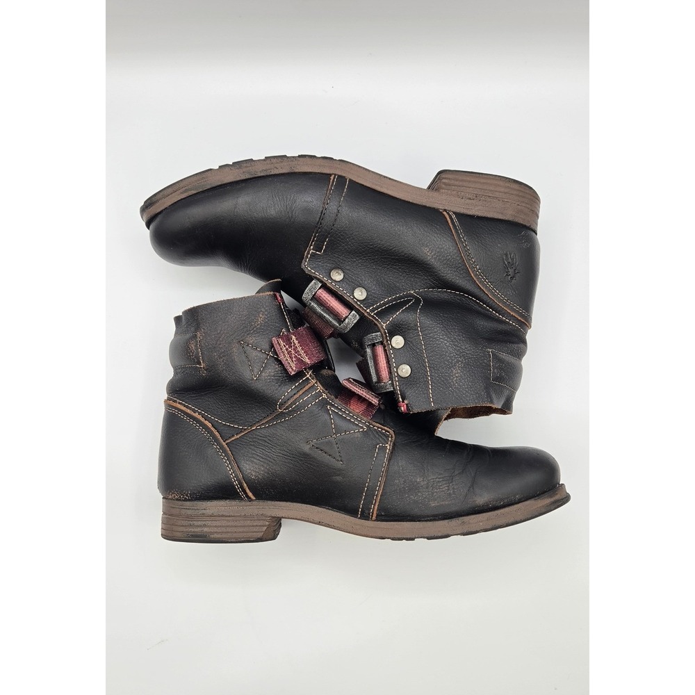 Fly London Black Leather Double Buckle Ankle Boots Made in Portugal Size 42 - Picture 5 of 12